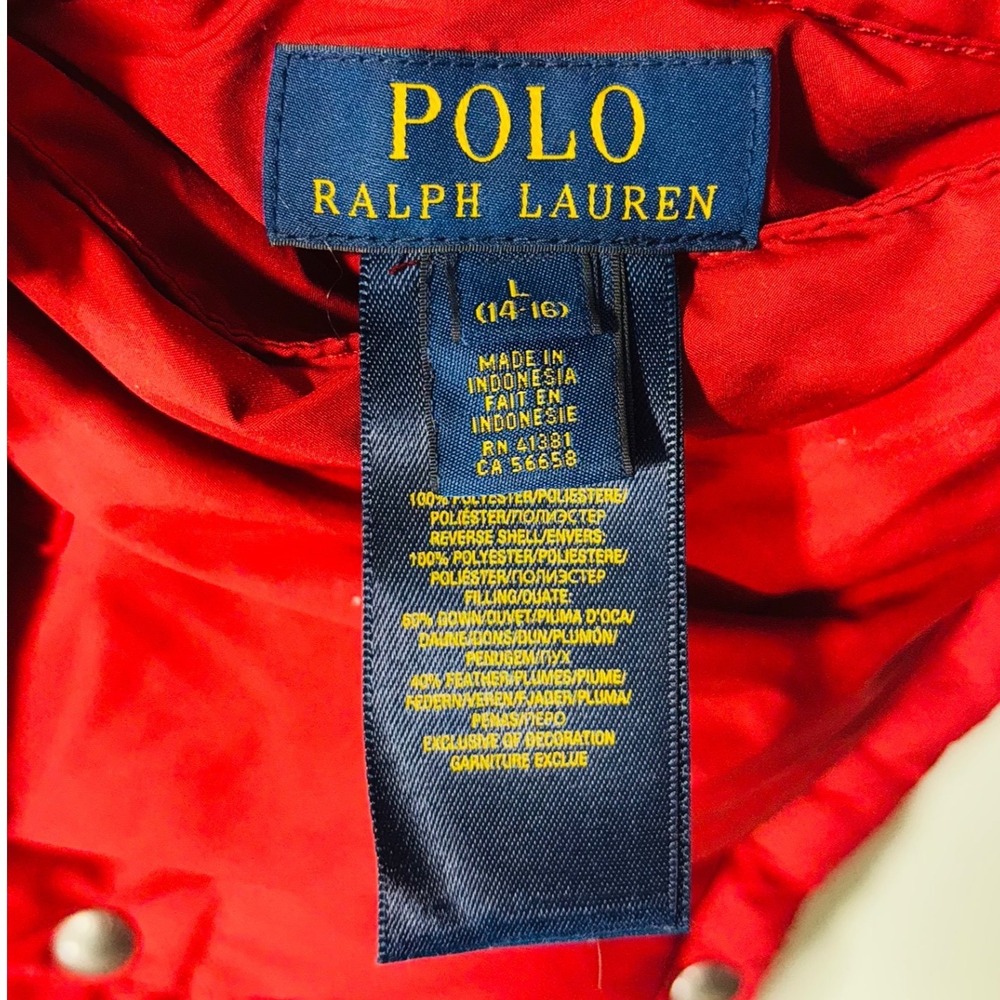 Polo Ralph Lauren‎ Reversible Puffer Vest Red Navy Blue Boys Large 14-16 Down - Picture 7 of 11